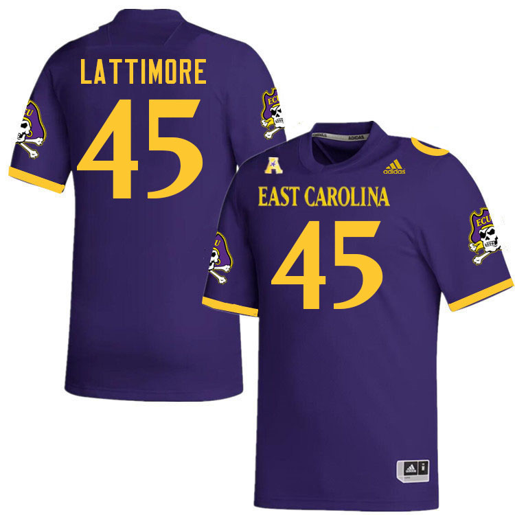 Men #45 Jurnee Lattimore ECU Pirates College Football Jerseys Stitched-Purple